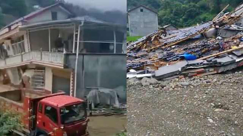 Trung Quốc: Lũ lụt làm sập nhà mới xây, chủ nhà khóc không ra nước mắt: ‘Chỉ trách nhân họa’