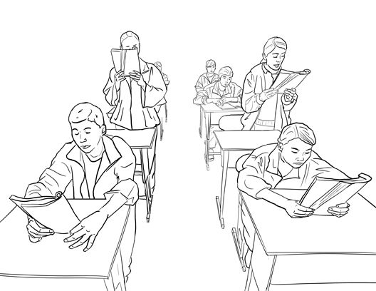 Trong các bài thi, học sinh buộc phải phê bình hoặc phỉ báng Pháp Luân Công. (Ảnh minh họa Junhao Su / NTD)