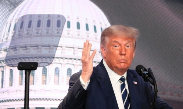 <em>Tổng thống Hoa Kỳ Donald Trump tại cuộc họp của Hội đồng Chính sách Quốc gia năm 2020 ở Arlington, Va., Vào ngày 21 tháng 8 năm 2020. (Tom Brenner qua Reuters) Via theepochtimes.</em>