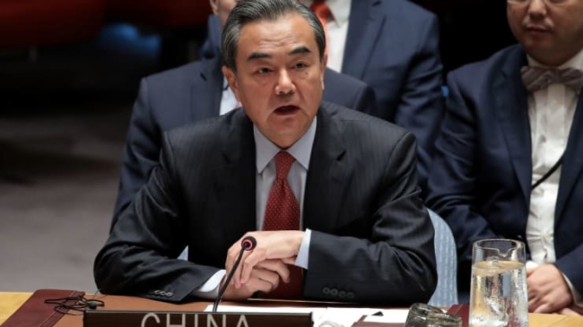 Bộ trưởng Ngoại giao Trung Quốc Vương Nghị trong một cuộc họp ở Liên Hợp Quốc. (Ảnh: Drew Angerer / Getty Images)