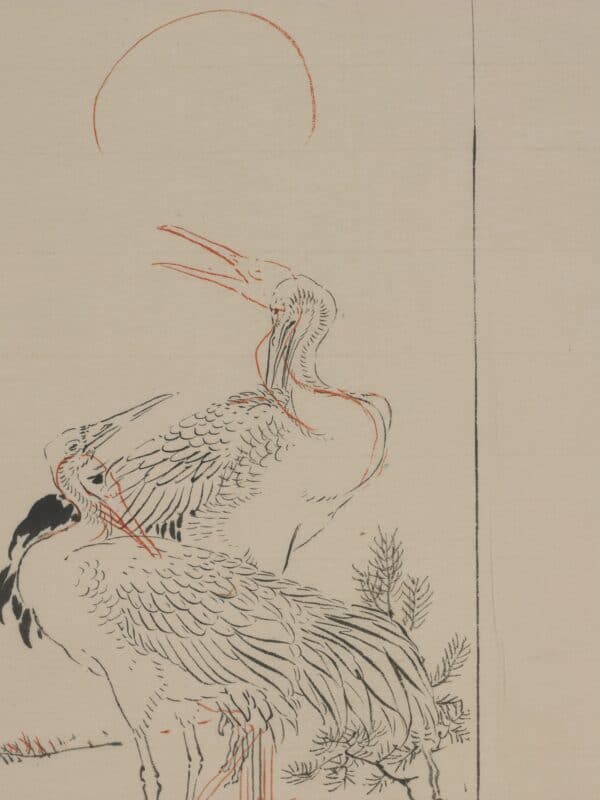 “Đôi hạc” của Ishibashi Kazunori. Giấy, bột màu và mực in; 37.1 x 28.6cm. (Ảnh Keith Sweeney / Bảo Tàng Quốc Gia Liverpool)