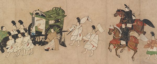 Tranh cuộn "Truyện kể về Genj" (Hình nhân vật Mio Tsukushi), từ cuối thế kỷ 14 đến đầu thế kỷ 15. (Tranh do viện bảo tàng nghệ thuật NewYork cung cấp)
