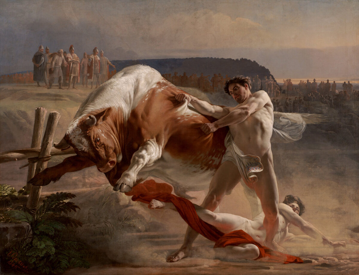 Bức họa Ian Usmovets ngăn chặn con bò đực nổi điên