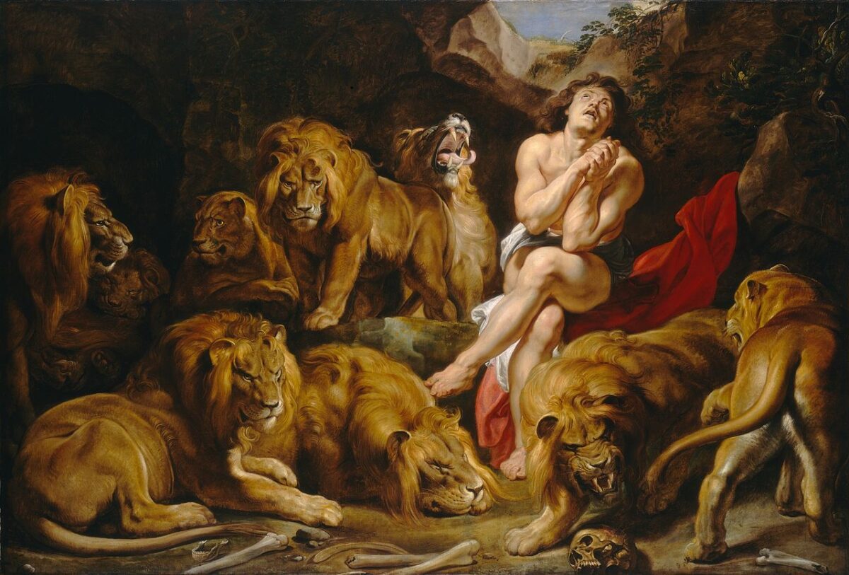 Tác phẩm “Daniel bên trong hang Sư tử,” khoảng năm 1614–1616, họa sĩ Peter Paul Rubens. Tranh sơn dầu trên vải canvas; Kích thước 2,240mm x 3,305mm. Bảo tàng nghệ thuật quốc gia, Thủ đô Hoa Thịnh Đốn. (Ảnh: Tài sản công)