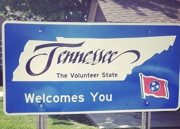 Tấm biển chào mừng đến với tiểu bang Tennessee được nhìn thấy hồi năm 2014. (Ảnh: Chase Smith/The Epoch Times)