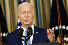 Tổng thống Hoa Kỳ Joe Biden có bài diễn văn tại Phòng Tiệc Quốc gia tại Tòa Bạch Ốc hôm 09/11/2022. (Ảnh: Samuel Corum/Getty Images)
