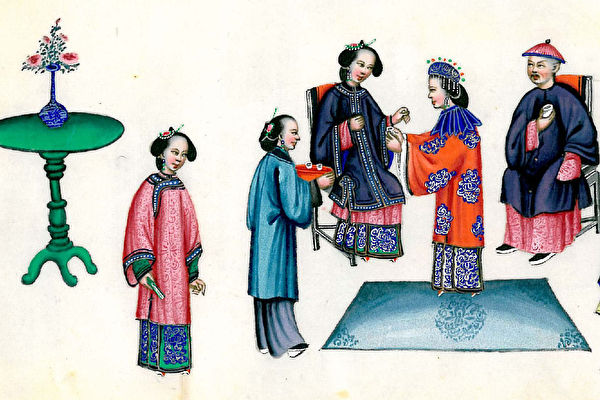 Hình minh họa đám cưới thời nhà Thanh, “Cuộc sống hàng ngày ở Trung Quốc cổ đại”. (Ảnh: Tài sản công)