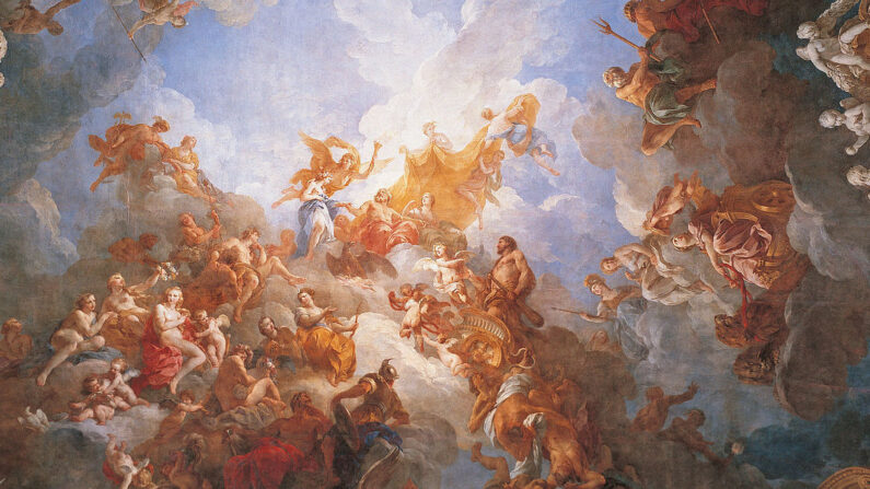 Bức tranh “L’Apothéose d’Hercule” (Phong thần cho Hercules) do danh họa François Lemoyne sáng tác, Phòng trưng bày Hercule, tại Cung điện Versailles (Ảnh: Tài sản công)