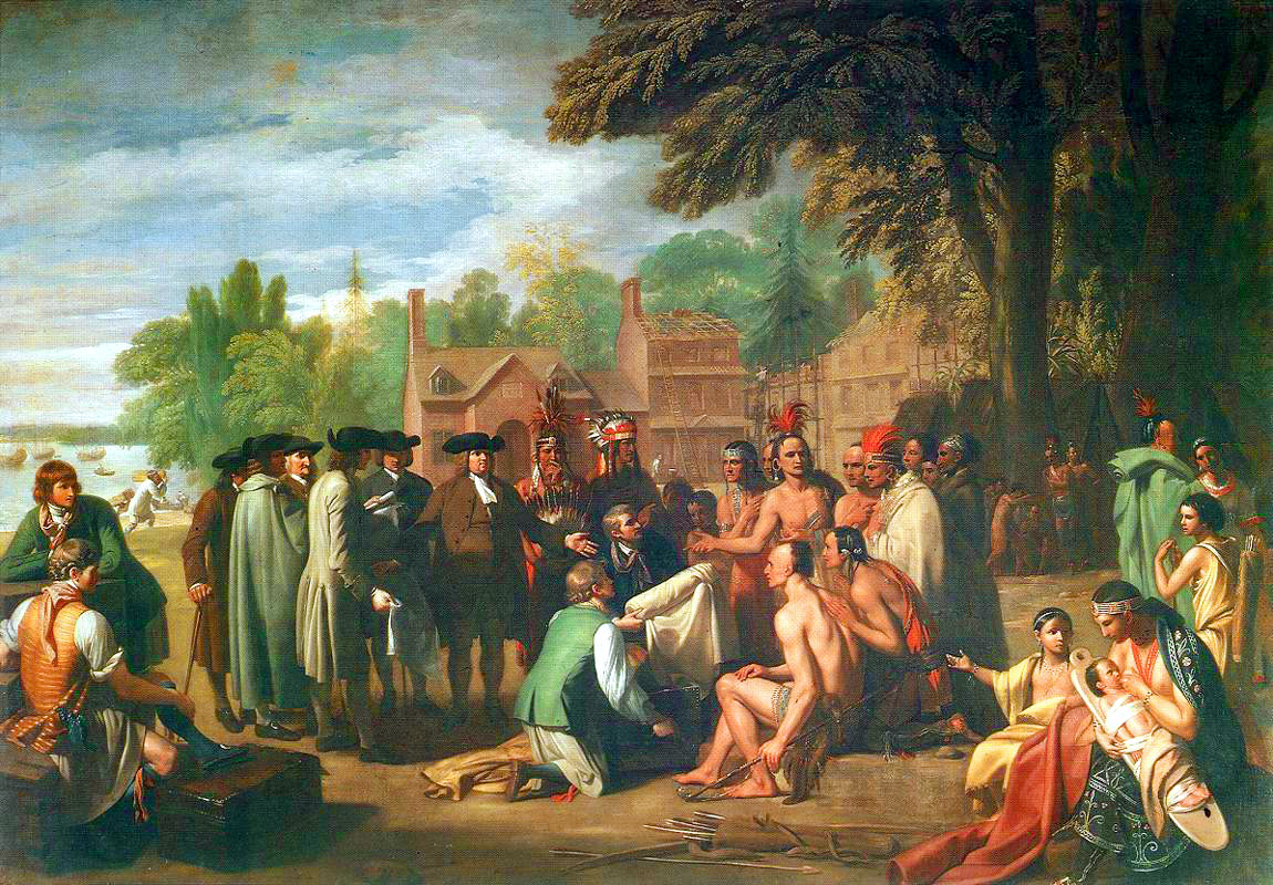 “Hiệp ước của ngài Penn với người Mỹ bản địa,” năm 1771-1772, tranh của họa sĩ Benjamin West. (Ảnh: Tài sản công)
