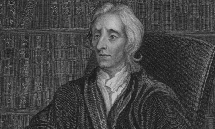 Chân dung của triết gia người Anh John Locke, 1690. Tranh khắc bởi H. Robinson. (Archive Photos/Getty Images)