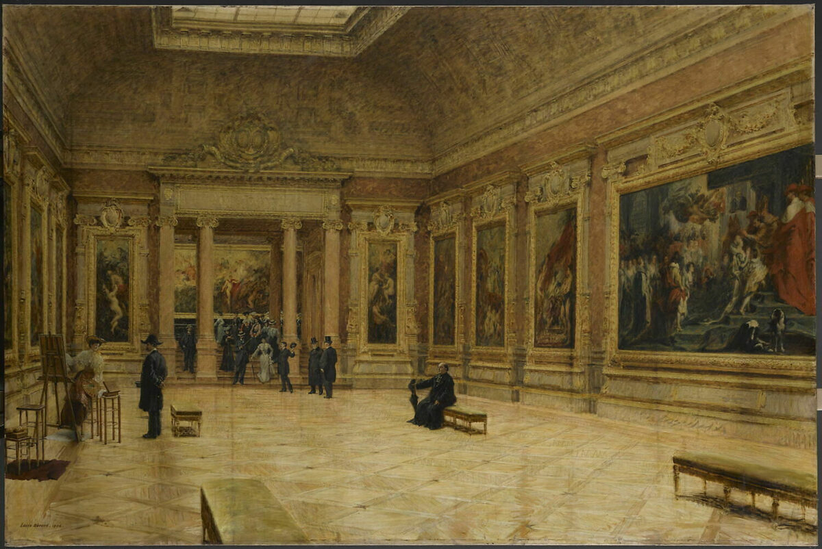 Bức tranh “Căn phòng Rubens” ở viện bảo tàng Louvre, năm 1904, được vẽ bởi họa sĩ Louis Béroud. Sơn dầu trên vải canvas. Viện bảo tàng Louvre, Paris. (Ảnh: Tài sản công)
