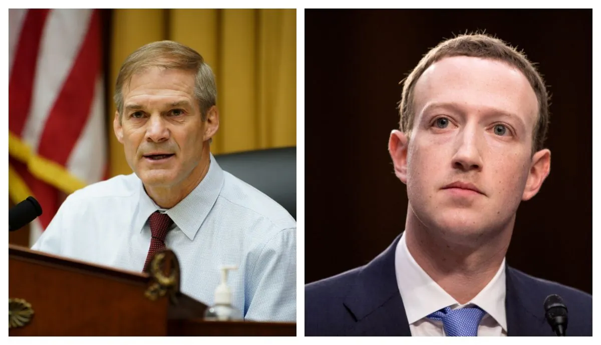 Chủ tịch Ủy ban Tư pháp Hạ viện, Dân biểu Jim Jordan (Cộng Hòa-Ohio) và Tổng giám đốc Meta Mark Zuckerberg trong các bức ảnh tư liệu. (Ảnh: Madalina Vasiliu và Samira Bouaou/The Epoch Times)