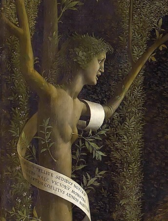 Thần Đức Hạnh, đang bị trói, chờ đợi được giải cứu, trong một chi tiết của bức tranh “Minerva Expelling the Vices from the Garden of Virtue” (Nữ Thần Minerva đuổi các Thói xấu khỏi Khu vườn Đức hạnh). (Ảnh: Tư liệu công cộng)