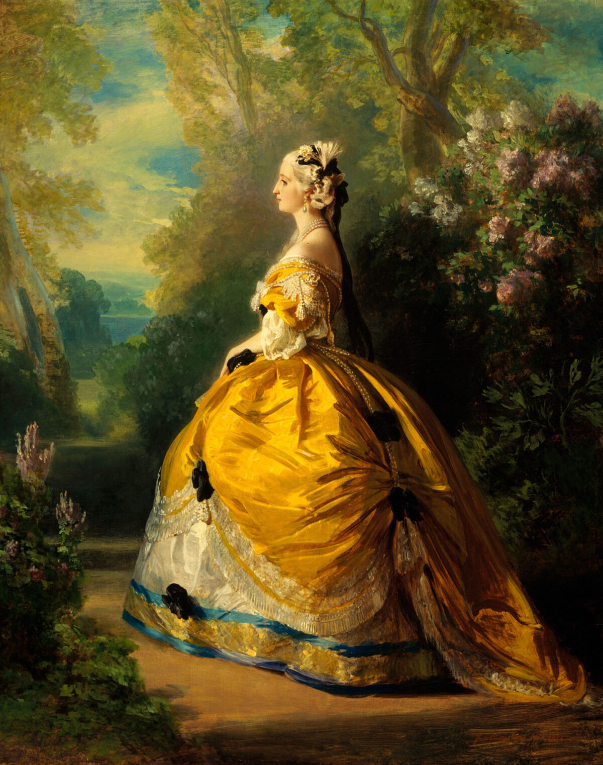 Bức tranh “The Empress Eugénie” (Hoàng hậu Eugénie) của họa sĩ Franz Xaver Winterhalter, năm 1854. Tranh sơn dầu trên vải canvas. Viện bảo tàng Nghệ thuật Metropolitan, New York. (Ảnh: Tài liệu công cộng)