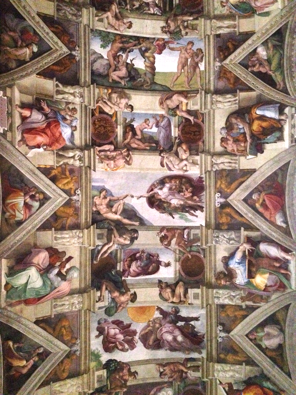 Ba phần chính của bức tranh ở trần Nhà nguyện Sistina của Michelangelo. (Ảnh: Tài sản công)