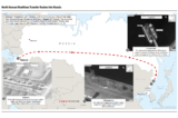 Một bản đồ của chính phủ Hoa Kỳ về tuyến đường mà Bắc Hàn sử dụng để chuyển vũ khí cho Nga. (Ảnh: Chính phủ Hoa Kỳ)