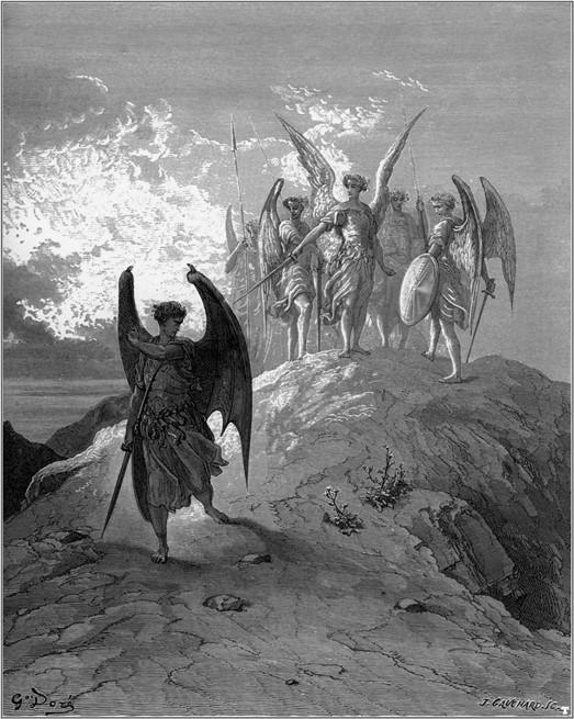 “Không còn nữa; cũng đã mất rồi/ Hắn lẩm bẩm, và biến mất trong bóng đêm] (Quyển IV, Dòng 1014–1015), (bản in) năm 1866, Gustave Doré vẽ minh họa cho Trường ca “Thiên đường đã mất,” của John Milton. Tranh khắc. (Ảnh: Tài liệu công cộng)