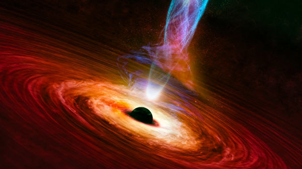 Hình ảnh giả tưởng về đĩa bồi tụ và chùm sáng vật chất của lỗ đen. (Ảnh: Shutterstock)