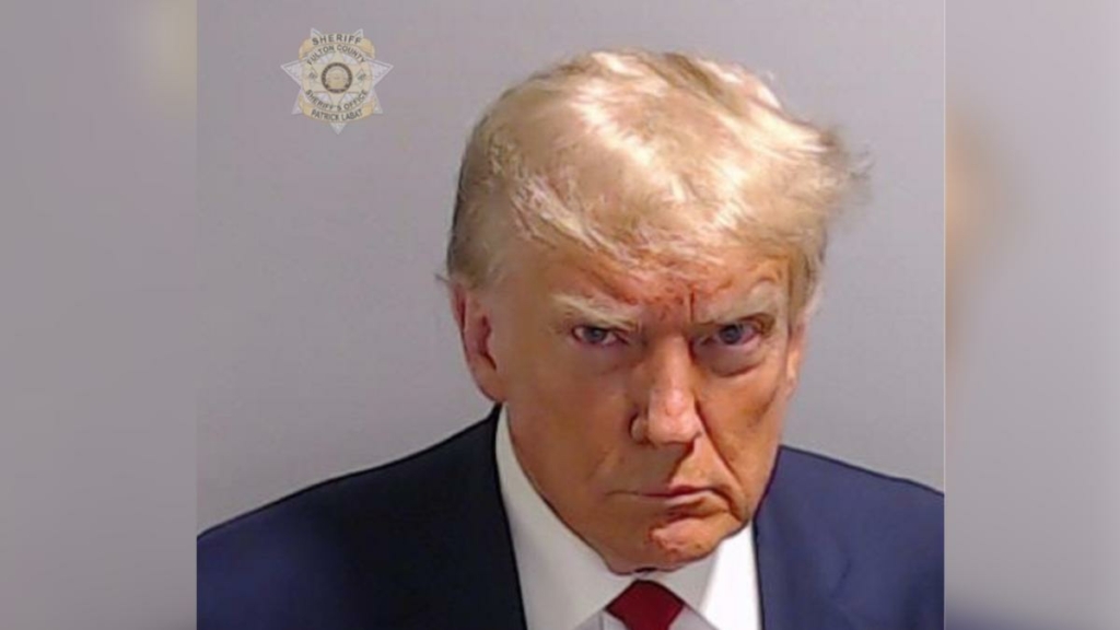 Bức ảnh nhận dạng tư pháp của cựu TT Donald Trump khi ông bị ghi danh lý lịch và được tại ngoại tại Nhà tù Quận Fulton ở Atlanta, hôm 24/08/2023. (Ảnh: Văn phòng Cảnh sát trưởng Quận Fulton)
