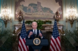 Tổng thống Joe Biden có bài diễn văn trong một cuộc họp báo tại dinh thự Filoli ở Woodside, California, hôm 15/11/2023. (Ảnh: Kent Nishimura/Getty Images)