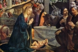 Thiên Chúa từ trời giáng xuống trong hình hài một em bé sơ sinh. Một chi tiết từ bức tranh “Adoration of the Shepherds” (Sự tôn thờ của những con chiên) của họa sĩ Domenico Ghirlandaio vẽ năm 1485 (Ảnh: Tài liệu công cộng)