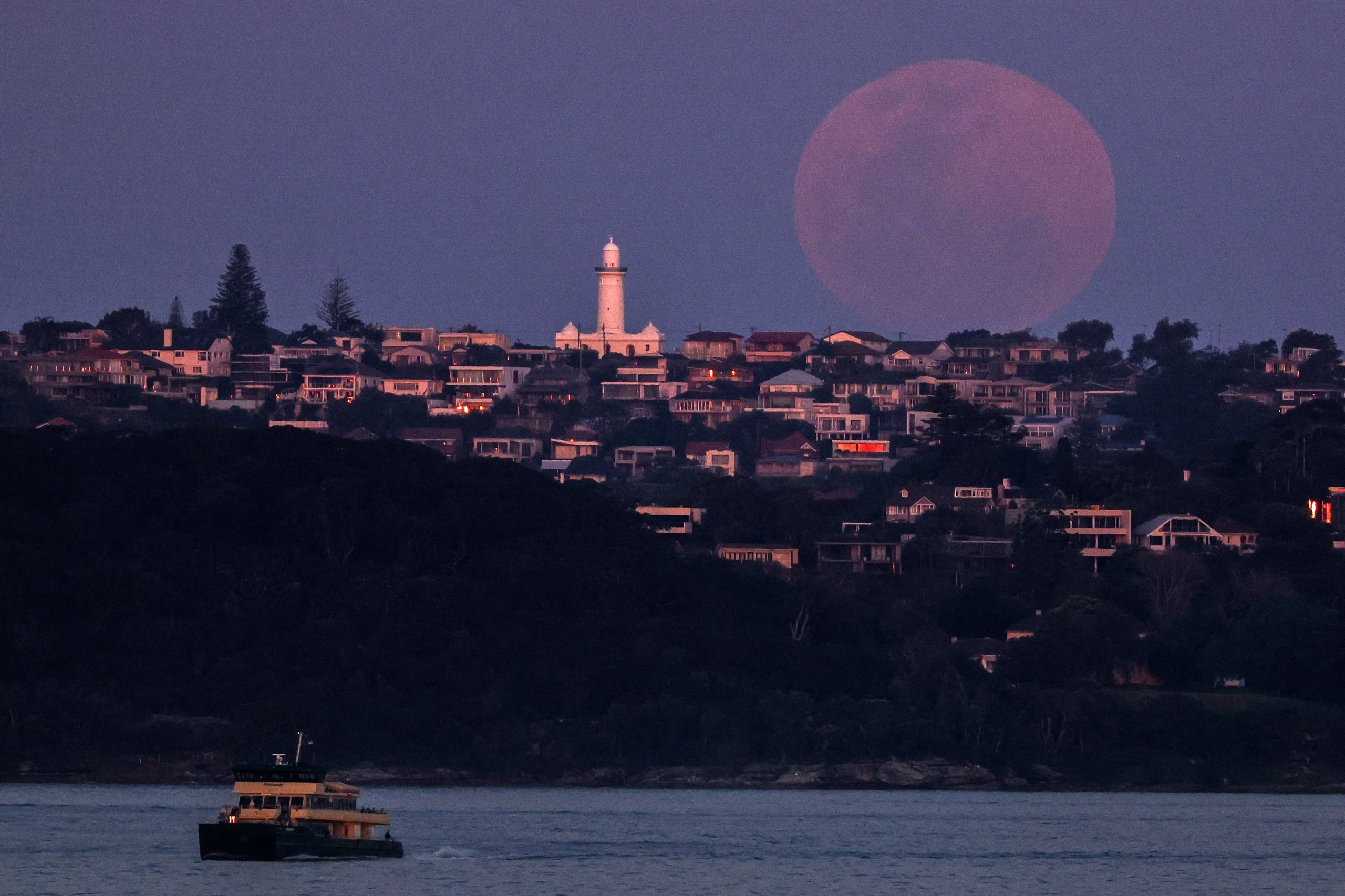 Hiện tượng “siêu trăng” được quan sát tại Sydney, Australia. Ảnh chụp vào ngày 29/09/2023. (Ảnh: David Gray/AFP)
