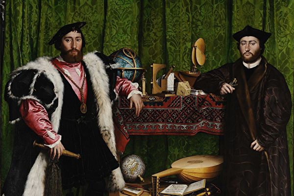 Một phần bức “The Ambassadors” (Các vị Đại sứ) của Hans Holbein the Younger, vẽ vào năm 1533, thuốc màu, gỗ sồi, 207 x 209.5cm, lưu trữ tại Bảo tàng Quốc gia Luân Đôn, Anh quốc. (Ảnh: Tài sản công)