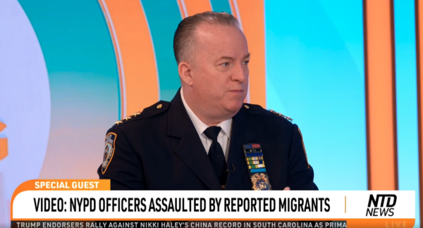 Người đứng đầu lực lượng Tuần tra NYPD John Chell trong chương trình “Chào Buổi Sáng” của NTD, hôm 02/02/2024. (Ảnh chụp màn hình qua The Epoch Times)
