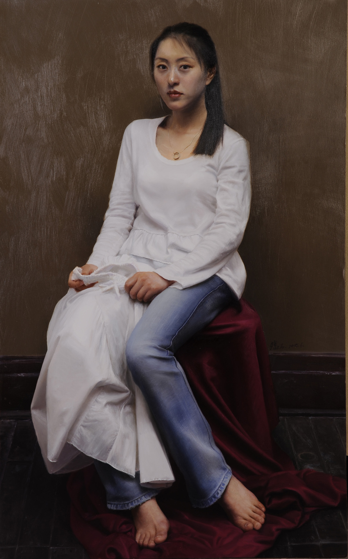 Bức “Tân trang” của Diệc Chân, sơn dầu trên vải, 80x50cm, tác phẩm đạt huy chương bạc trong “Cuộc thi vẽ tranh sơn dầu tả thực nhân vật người Hoa toàn thế giới” mùa đầu tiên vào năm 2008. (Ảnh: Đài truyền hình NTD)
