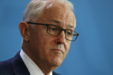 Cựu Thủ tướng Malcolm Turnbull trình bày trước giới báo chí. (Ảnh: Sean Gallup/Getty Images)