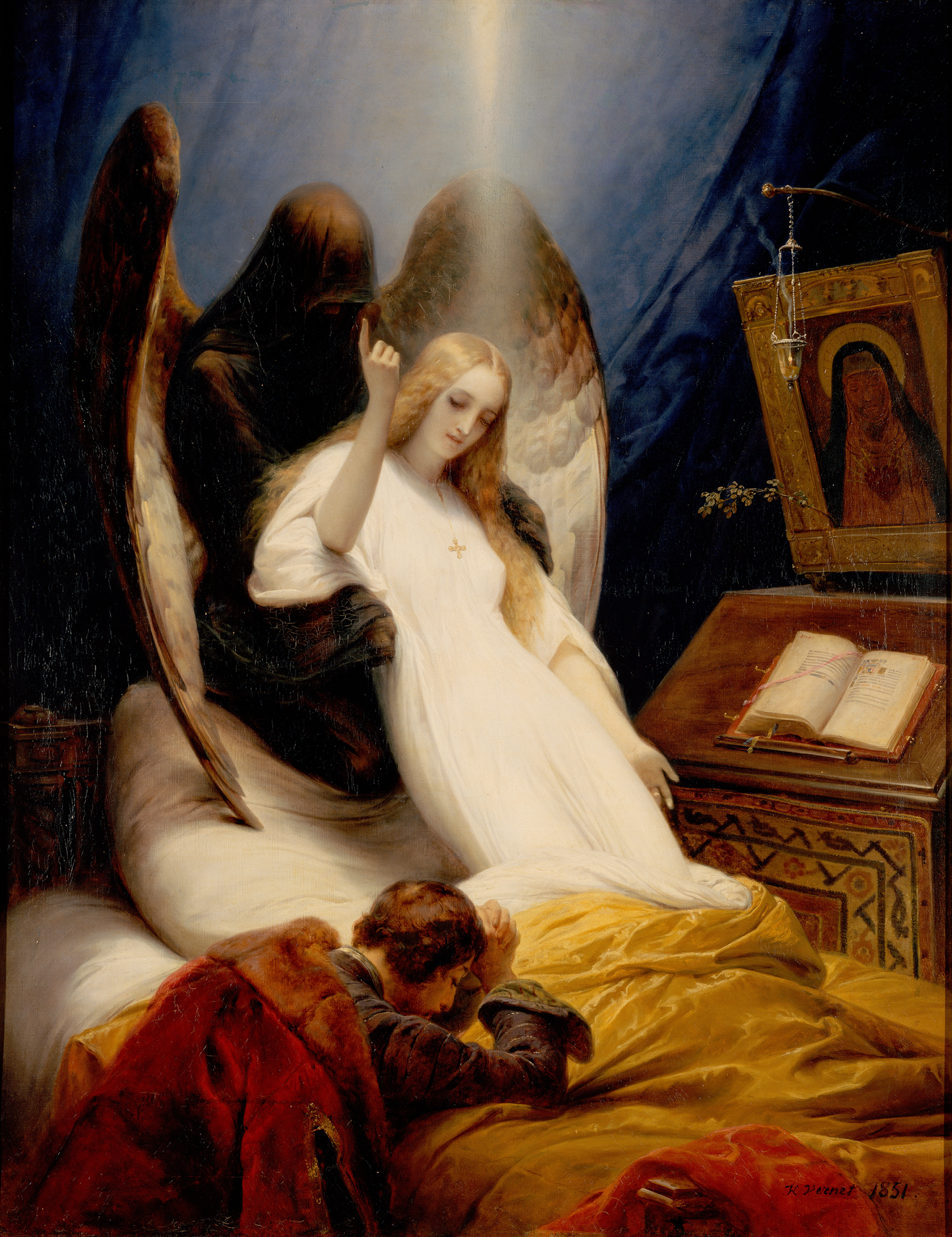 Bức tranh “The Angel of Death” (Sứ Giả của Cái Chết), năm 1851, của họa sĩ Horace Vernet. Sơn dầu trên vải canvas. Bảo tàng Hermitage, thành phố St. Petersburg, Nga. (Ảnh: Tư liệu công cộng)