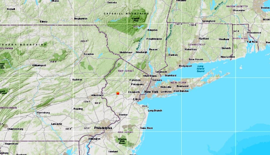 Cục Khảo sát Địa chất Hoa Kỳ (USGS) cho biết trận động đất xảy ra ở Lebanon, New Jersey, vào khoảng 10 giờ 25 phút sáng theo giờ miền Đông (ET) hôm 05/04/2024. (Ảnh: Cục Khảo sát Địa chất Hoa Kỳ)